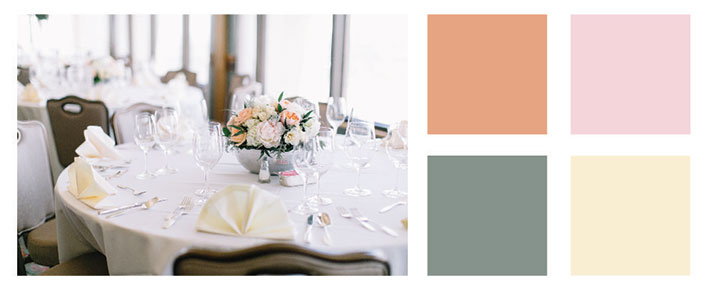 Dusty miller and muted peach color palette.